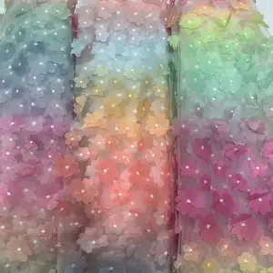 Hot seller Tulle Fabric 100% Polyester Flower Embroidery Fabric Good Quality 2024 new design Flower Embroidery Fabric