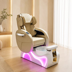 Sillón de Pedicura Eléctrico de Lujo sin Tuberías con Hidromasaje, Luz Ambiental y Vaporizador para Salón de Uñas - Product Image 1