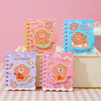 Carnet spirale A7, 80 feuilles, 80 g/m², bords ondulés, 4 motifs mignons de singes, mini format de poche, papeterie étudiante, vente en gros