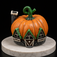 Maison de Village féerique en résine citrouille, pour Halloween