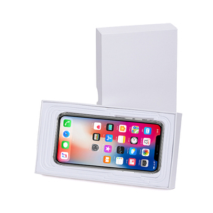 Boîte d'emballage de téléphone en papier blanc avec logo personnalisé avec compartiment pour câble de charge, compatible iPhone 12 13 14 15 Pro Max <span class=keywords><strong>Plus</strong></span> - Product Image 1