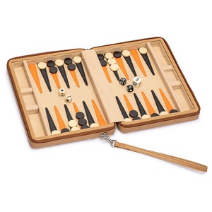Jeu de backgammon de voyage magnétique <span class=keywords><strong>en</strong></span> similicuir, mini jeu de backgammon, jeu de société classique, dames magnétiques, jeu de backgammon de 9 pouces - Product Image 1