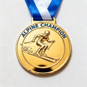 Prix promotionnel des jeux de sports d'hiver de ski alpin Médaille de ski Sports d'hiver premium Médaille de ski de <span class=keywords><strong>descente</strong></span> pour la compétition - Product Image 4