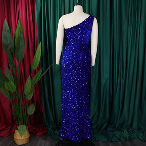 D3288 fantasia modesto abito da sera elegante monospalla paillettes Modulare abiti da festa donna abiti lunghi da donna - Product Image 5