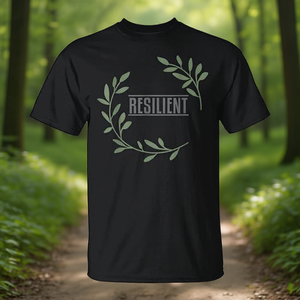 T-shirt Resilient Olive Branch noir à col rond, vêtements unisexes - Product Image 3