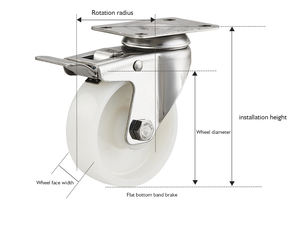 Industrielle Thermoplastische Gummi-Schwenkrollen Schwerlast 2,5 3 4 5 Zoll Rotierende Nylon PP-Rollen mit Bremsen - Product Image 1
