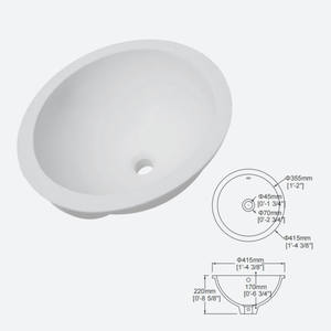 Lavabo de baño ecológico montado debajo de la superficie sólida redonda de, lavabo duradero en material ecológico - Product Image 6