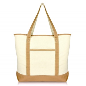 <b>Large</b> Solid Color Canvas <b>Bag</b> with Zipper Closure & Embroidery-Waterproof Heavy-Duty Cotton Canvas Spacious for Books - Product Image 2