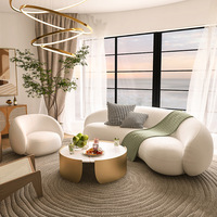 Canapé Blanc en Velours Confortable et Unique, Tissu Moderne de Style Nordique, 4 Places, Meubles de Salon