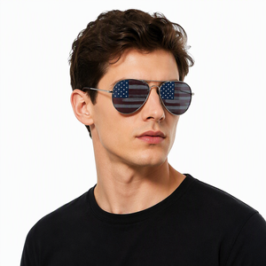 Herzförmige Sonnenbrille US-Flagge Patriotische Amerikanische Metallrahmen-Lochbrille Party Festival Sommer Neuheit Großhandel Brillen - Product Image 2
