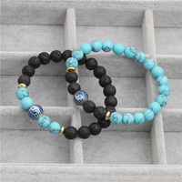 Bracelet en pierre de lave Yin Yang, diffuseur d'huiles essentielles, aromathérapie, roche volcanique, méditation, yoga, soulagement de l'anxiété, cadeau pour hommes et femmes