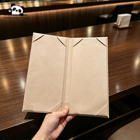 Porte-menu en cuir PU avec poche d'angle, dossier de menu double pliage pour restaurant, logo personnalisé en relief pour café, bar, bistrot