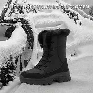 New Fashion Plain White Furry Polyester Snow Boots Men Big Size 42 Autumn Winter Plush <b>Ankle</b> <b>Bootie</b> high quality Outdoor shoes - Product Image 2