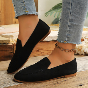 Mocassins plats à bout rond en daim pour femme, grande taille, <span class=keywords><strong>style</strong></span> décontracté et polyvalent, chaussures légères en tissu, pour l'export. - Product Image 3
