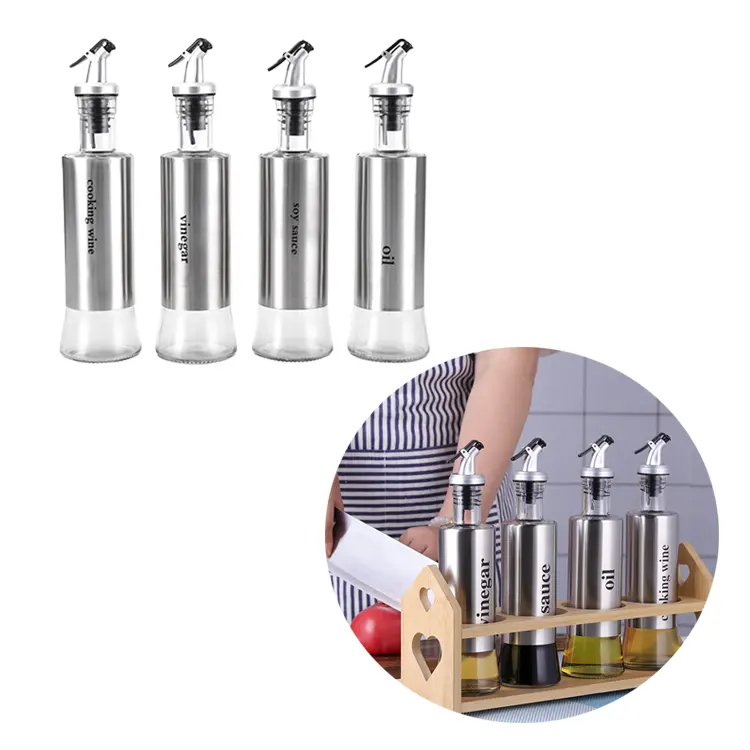 4pcs hiện đại thủy tinh dầu ô liu giấm Dispenser sprayers chai đặt cho nhà bếp