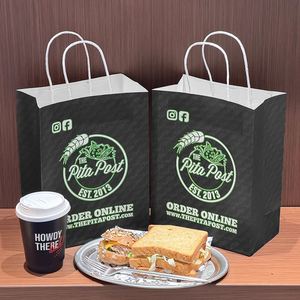 Bolsa de Papel Kraft Negra Personalizada, Ecológica, Biodegradable y Reciclable para Alimentos, Shawarma, Burritos, Crepas, Pan Pita - Product Image 5