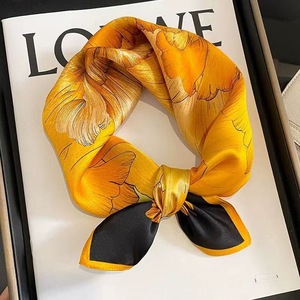 Designer de haute qualité 100% <span class=keywords><strong>soie</strong></span> de mûrier 53cm petite écharpe fleur marque de luxe imprimé écharpe femmes <span class=keywords><strong>foulard</strong></span> en <span class=keywords><strong>soie</strong></span> - Product Image 2