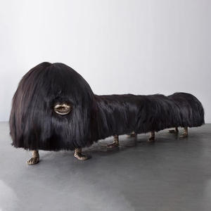 रचनात्मक और व्यक्तिगत जानवर के आकार के सोफे स्टूल पीतल कला लंबे बालों वाले सजावटी मल जूते लक्जरी स्टोर - Product Image 1