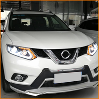Pour X-Trail 2014-2016 : Ensemble de phares à double lentille, projecteur LED bi-feux, clignotants séquentiels dynamiques, boîtier noir, DRL T32