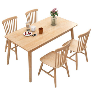 Solid Wood <b>Dining</b> <b>Table</b> Set <b>4</b> Piece Rectangular Natural Color Scandinavian Style Modern Minimalist <b>Dining</b> Room Furniture - Product Image 1