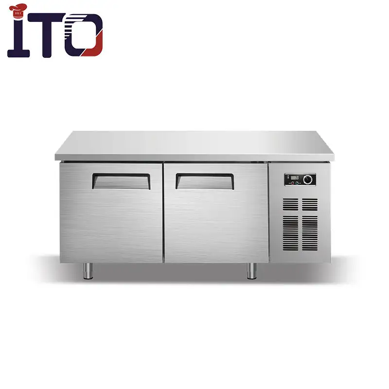 Commercial stainless steel horizontal under counter counter top worktop kitchen bench worktable refrigerator