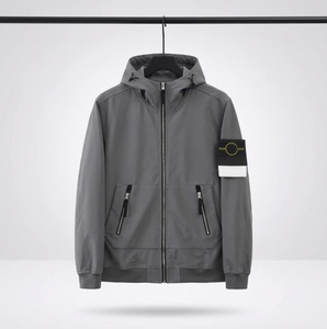 Luxury wholesale casual fashion 100% cotton stone loose sport outdoor island hip-hop zipper <b>jacket</b> for men - Product Image 4