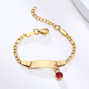 Bracelet bébé <span class=keywords><strong>en</strong></span> acier inoxydable plaqué <span class=keywords><strong>or</strong></span> DIY, personnalisable avec nom, cristaux/strass, forme géométrique tendance, idéal pour fêtes et cadeaux - Product Image 2