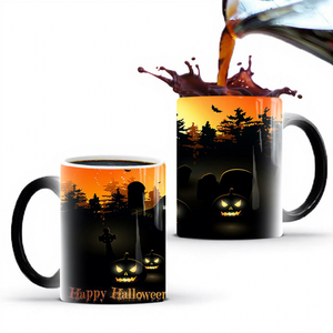 Logotipo personalizado Calabaza Calaveras Linternas <span class=keywords><strong>Tazas</strong></span> de cerámica Caliente Sensible Cambio de color Taza mágica Sublimación <span class=keywords><strong>para</strong></span> el Día de Todos los Santos - Product Image 1
