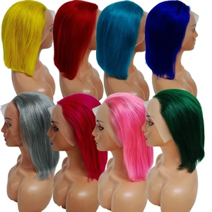 โปรโมชั่น $33 วิกผมบ๊อบผมตรงสี 13x4 ทำจากผมแท้ สีเทา ชมพู ฟ้า เขียว บราซิลเลี่ยน 10 นิ้ว วิกผมแท้แบบเรมี่ - Product Image 1