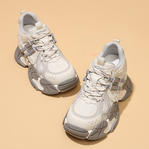 Women's Chunky Soled Sneakers 2026 Spring New Arrivals Versatile Sneakers with Film Coated Soles Casual Fashionable Shoes - Product Image 3