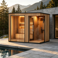 Kabin Mandi Luar Ruangan Modern, Kabin Sauna Uap Kering, Kamar Sauna Tradisional, Kabin Sauna Inframerah Hemlock
