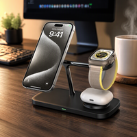 Nouveau support en alliage de zinc 2026, chargeur sans fil rapide magnétique 15W tout-en-un AnFuYou pour téléphone, montre et écouteurs
