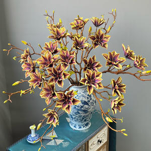 Fleurs artificielles de <span class=keywords><strong>magnolia</strong></span> <span class=keywords><strong>rose</strong></span> 3 étoiles porte-bonheur pour mariages, décoration intérieure et accessoires de photographie - Product Image 4