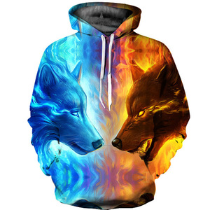 Logo personalizzato Uomini di Sport Hoodies delle 3D Lupo Stampa Digitale Felpa Con Cappuccio Per Gli Amanti - Product Image 6