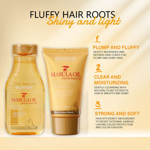 Champú y Acondicionador de Aceite de Semilla de Marula de la Marca Beaver, Kits de Viaje OEM, Agrega Brillo, Suaviza el <span class=keywords><strong>Cabello</strong></span> Natural, Champú Alisante - Product Image 3