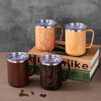 Mug de voyage isotherme en acier inoxydable 304, double paroi, anti-fuite, motif grain de bois, 500 ml (17 oz), personnalisable avec logo, vente en gros