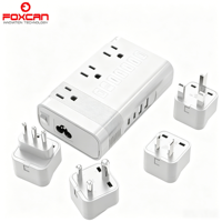 Adaptateur de voyage universel Foxcan 350W haute puissance avec 2 ports USB et 2 ports Type-C, convertisseur à onde carrée, design élégant, pour appareil photo, 2 prises CA internationales