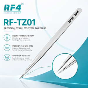 Pinzette di Precisione RF4 TZ01 per Riparazione Telefoni, Antistatiche e Resistenti alla Corrosione <span class=keywords><strong>in</strong></span> Acciaio al Carbonio, Garanzia 1 Anno - Product Image 1