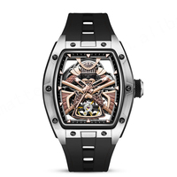 CHANCE JC-9-198G-5 jam tangan Mekanikal Samurai Jepang jam tangan otomatis Tourbillon jam tangan gelang baja mewah Dial berongga jam Pria