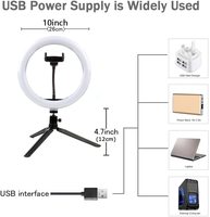 10 pouces 3 Modes 10 niveaux de luminosité 3000K-6000K Table Top 120Leds Ring Light avec trépied et support de téléphone pour la vidéo de maquillage