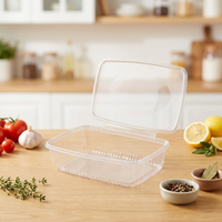 Boîte en plastique transparente rectangulaire antivol à usage unique en PET ; Emballage alimentaire pour salades et collations ; Personnalisable avec fermeture sécurisée pour repas à emporter