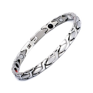 Stainless Steel Magnetic <b>Bracelet</b> <b>Set</b> Unisex Couple Jewelry Gift Detachable Fishtail Design Heart Shape Geometric Pattern - Product Image 3