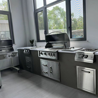 Îlot de cuisine extérieure de qualité supérieure avec barbecue intégré, brûleur à gaz naturel, cuisson sur gaz double côté, en acier inoxydable 30 000