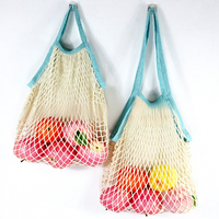 Katoenen mesh tas Moderne en eenvoudige multifunctionele fruit- en boodschappentas Geweven keukenopbergtas voor diverse ballen