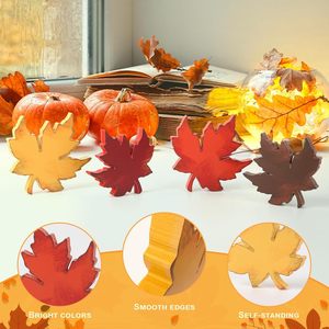 Ornement en bois en forme de feuille d'érable, ensemble de 4 pièces, MDF, décoration sur le thème de l'automne, décoration de table pour la fête de Thanksgiving - Product Image 3