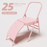 Silla de Yoga Plegable de Acero al Carbono y Cuero PU, 81 cm de Longitud, Diseño con Cojín, Sin Respaldo, Estándar, Unisex