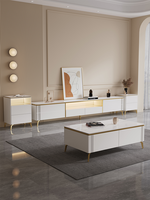 Yishangsen Luxus Wohnzimmermöbel Couchtischrahmen Fernsehtisch Buffet Schrank-Set Gold Mittelpunkt Marmor Edelstahl modern