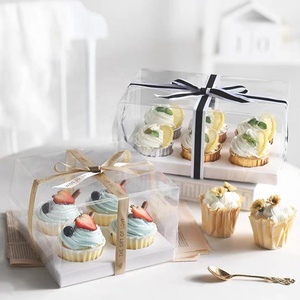 Boîtes à cupcakes marbrées à 2/4/6 cavités et emballages pour gâteaux, boîtes à biscuits avec fenêtre, porte-muffins, porte-dragées, contenants à desserts - Product Image 3