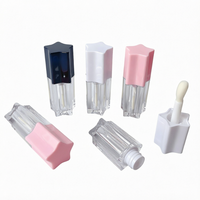 Tubes de brillant à lèvres en plastique blanc, noir, rose, en forme d'étoile, 5 ml (0,17 oz), avec applicateur épais pour conteneur de brillant à lèvres DIY