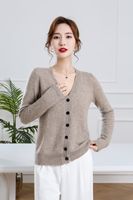 Pull en cachemire 100% pour femme, décontracté, épais, col en V, manches longues, coupe ample, anti-rétrécissement, tricoté à la machine, collection automne/hiver